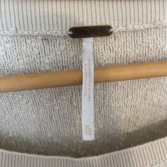 Free People Found My Friend Sweater Womens Size XL Boucle Cozy Comfy Cream - Picture 5 of 5